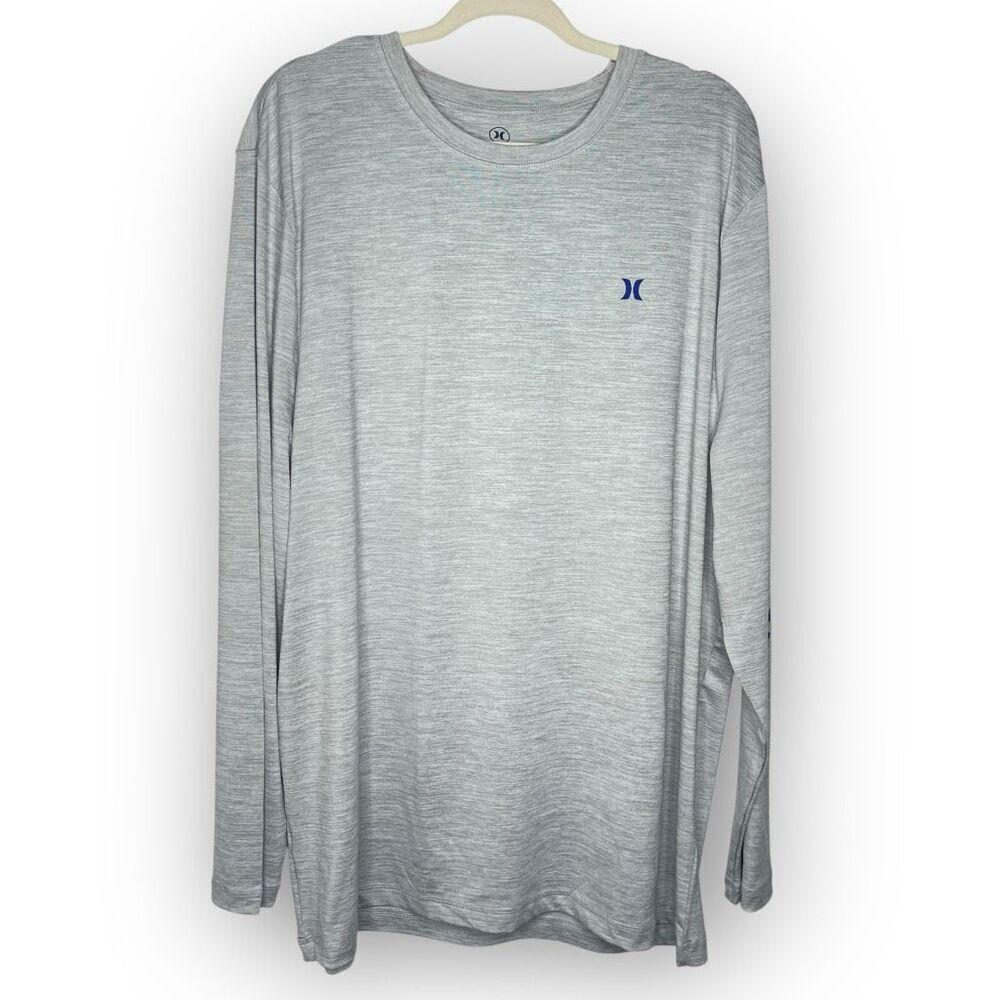 Hurley Gray Grey Blue Long Sleeve Lightweight Athletic TShirt Men’s Size XL